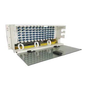 144 Port Rack Mount (4RU) w/12x12 LC Duplex Adapter Plates w/3x48 Ribbon Fiber Splice Trays, 3Meter Ribbon LC Pigtails