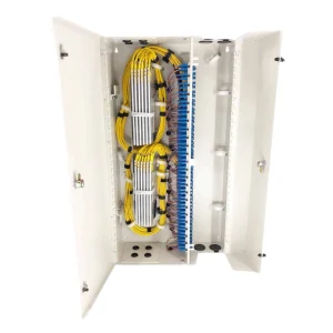 288 Port Dual Door Wall Mount w/24x12 SC Dual Row Adapter Plates, 12x24F SPlice Trays, 24x12 SC/Open 3 Meter Pigtails