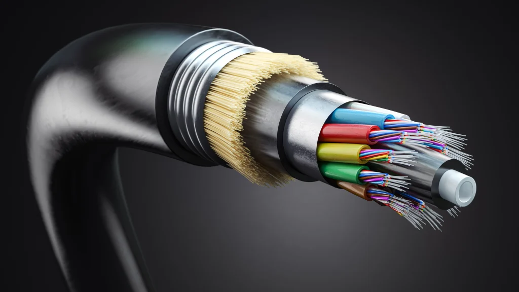 Fiber optic cable. Multimode all-media self-supporting fiber optic cable structure