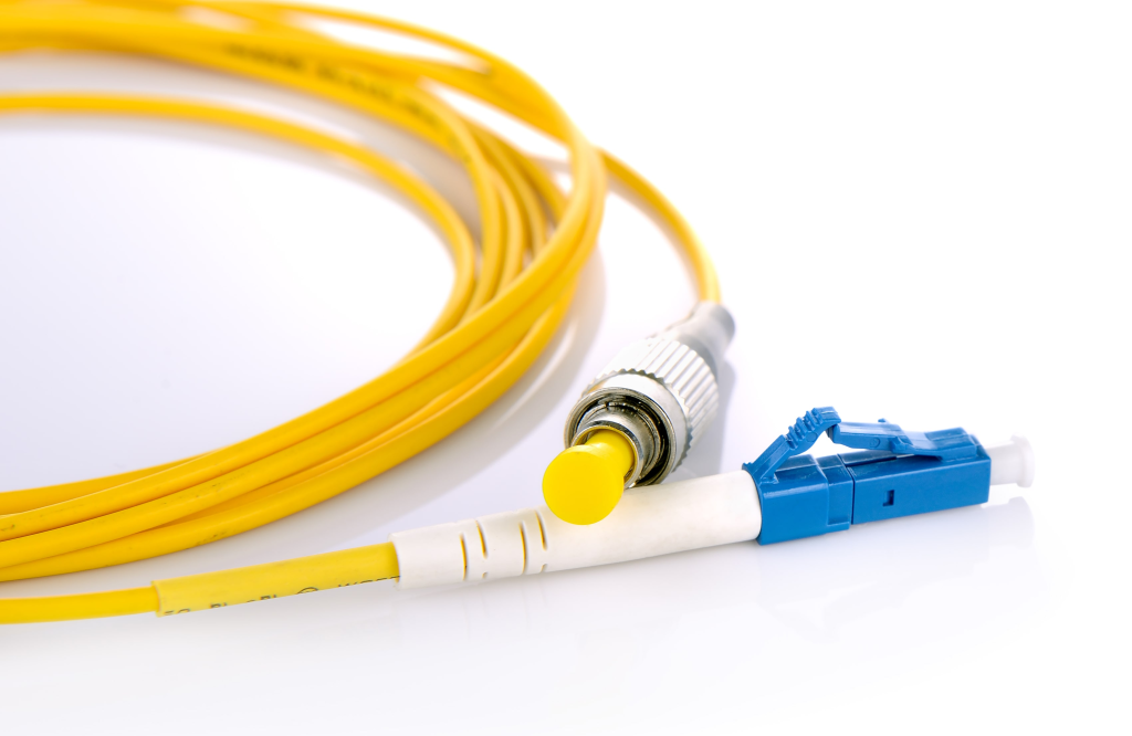 Fiber optic cables isolated on white background