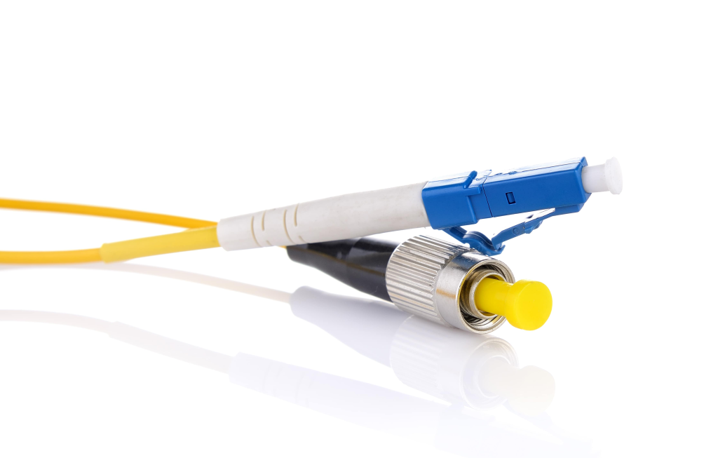 Fiber optic cables isolated on white background