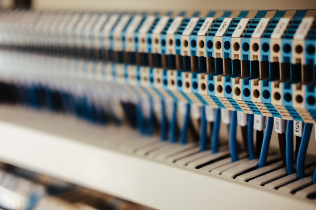 Focus closeup shot of wire holders for server needs