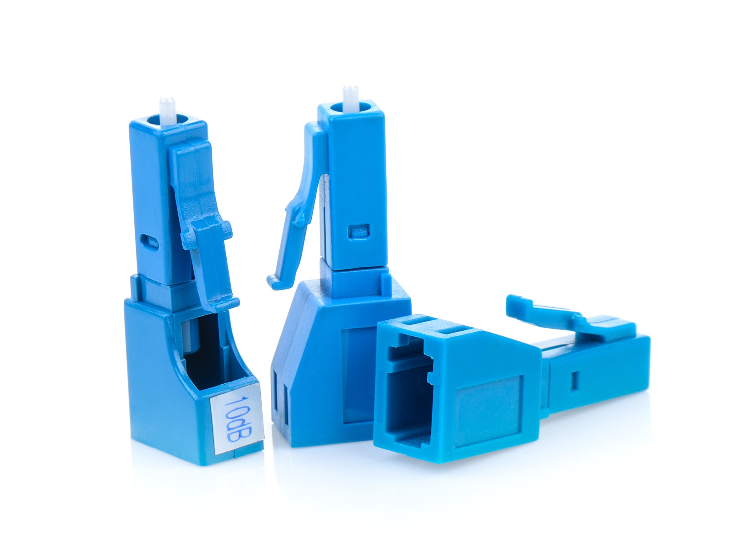 Head fiber optic connection on white background